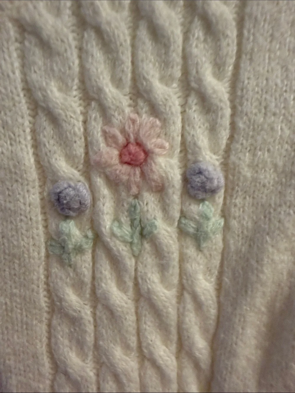 Gymboree Cream Cardigan with Pastel Floral Embroidery